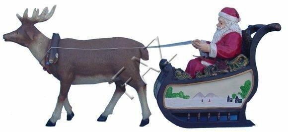 Design Komplett Nikolaus Renntier Schlitten Statue Skulptur Figuren Skulpturen