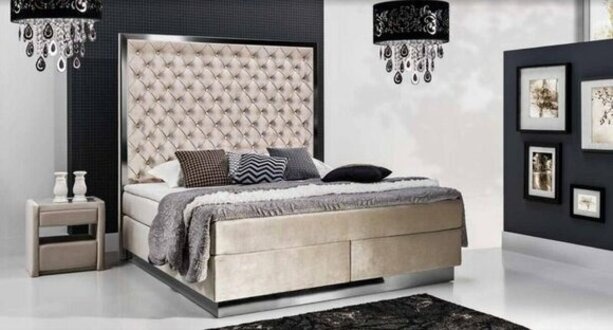 XXL Polster Designer Bett Chesterfield Boxspring Bett Hotelbett Doppelbett Neu