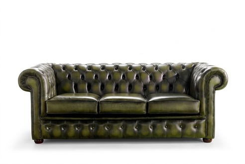 Echtes Leder Sofa 3 Sitzer Couch Grün Sofas Couchen Polster Sitz Garnitur