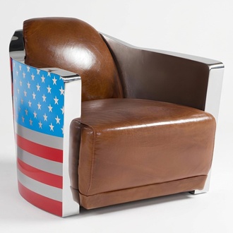 Echtleder Vintage Ledersessel Designsessel Rocket Union Jack Vintage Cigar