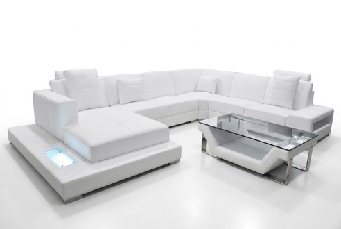 Eck Leder Sofa Couch Polster Ecke Sitz Garnitur U Form Wohnlandschaft