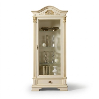 Eck Vitrine Glas Schrank Wohnzimmer Schaufenster 1tür Vitrinen Barock Rokoko Neu