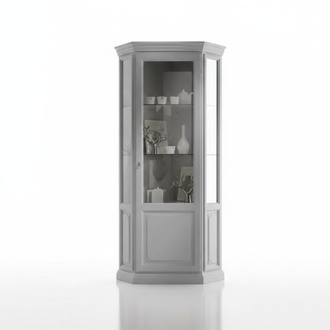 Eck Vitrine Schrank Weiß Vitrinen Wohnzimmer Klassischer Design Regal
