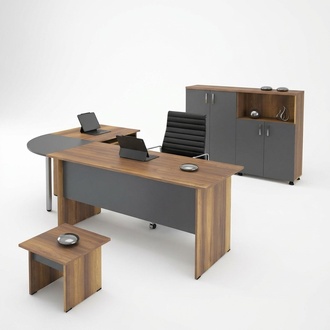 Eckbürotisch Computermöbel Arbeitstisch Büromöbel 3tlg Holz Set Braun