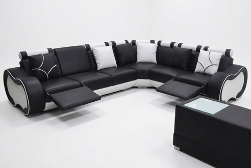 Ecke Leder Modern XXL Couch Wohnlandschaft Ledersofa Sofa L-Form C4030