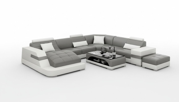 Eckgarnitur Sofa Polster Wohnlandschaft Ledersofa Couchen sofas UForm Eckgruppe