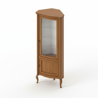 Eckschrank Massivholz Holzschrank Klassische Vitrine Vitrinenschrank - PR-W-N