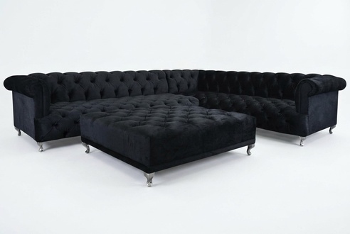 Ecksofa Chesterfield Design Couch Polster Eckgarnitur + Hocker Eckcouch Sofas