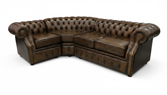 Ecksofa Chesterfield Polster Couchen Sitz Polster Garnituren Antik Braun