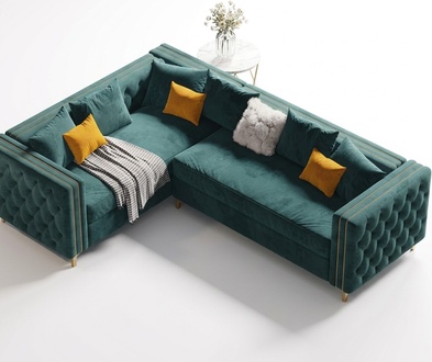 Ecksofa L-form Eck Polstersofa Couch Sofas Stoff Chesterfield Möbel