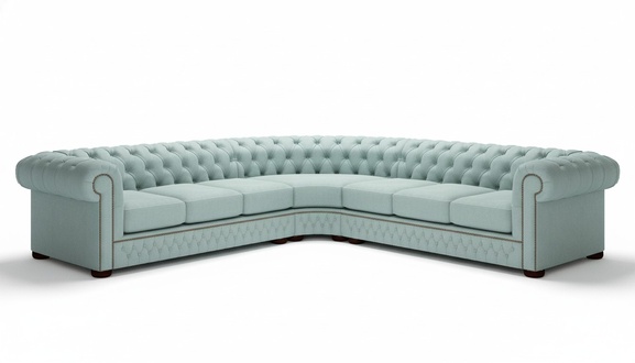 Ecksofa Ledersofa Blau Sofa Polster Eck Couch Garnitur Sitz Design