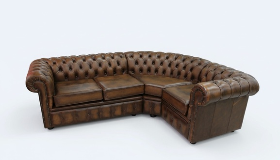Ecksofa Ledersofa Braun Polster Eck Couch Garnitur Sitz Design Chesterfield