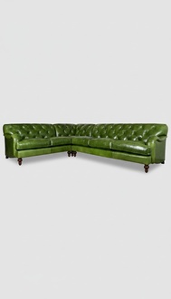 Ecksofa Ledersofa Grün Polster Eck Couch Garnitur Sitz Design Chesterfield
