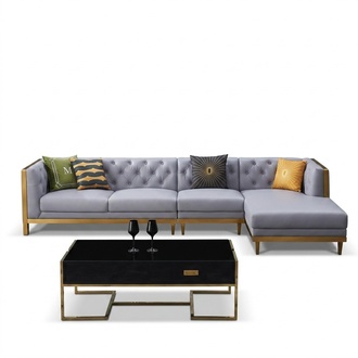 Ecksofa Sofa Couch Ledersofa Wohnlandschaft Luxus Moebel L Form Couchtisch 2tlg.