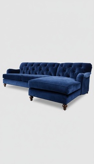 Ecksofa Sofa Couch Polster Blaue Chesterfield Eck Garnitur Couchen Sitz
