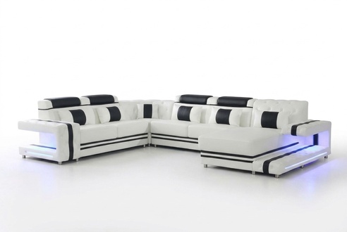 Ecksofa Sofa U Form Couch Polster Designer Leder Big Ledersofa Wohnlandschaft