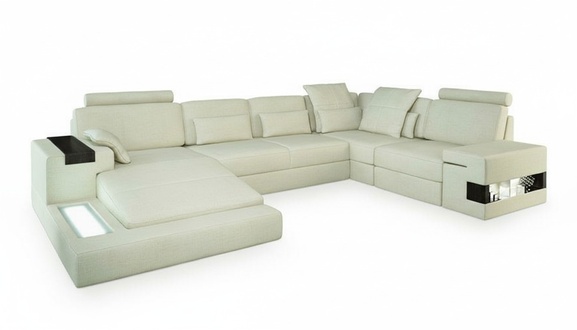 Ecksofa U-Form Couch Design Polster Textil Neu Wohnlandschaft Bettfunktion Stoff