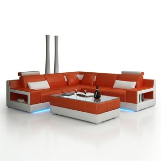 ECKSOFA + USB DESIGN LEDERSOFA BETTFUNKTION GARNITUR WOHNLANDSCHAFT POLSTER NEU