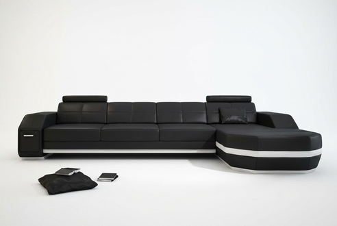 Ecksofa USB + LED Sofa Wohnlandschaft U Form Polster Couch Ledersofa Stoff Leder