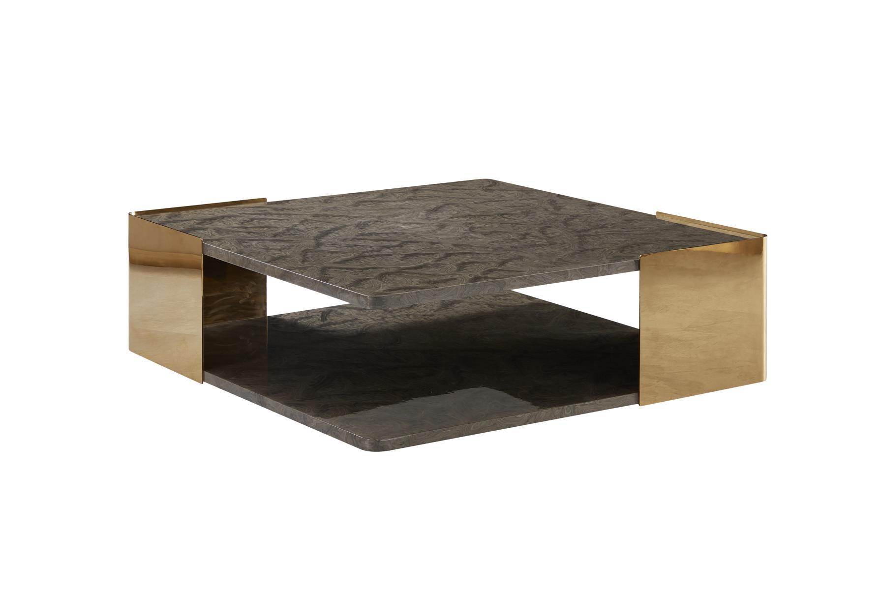 Couchtisch Dunkelgrau Marmor Wohnzimmer Edelstahl Neu Modern Design Möbel Luxus