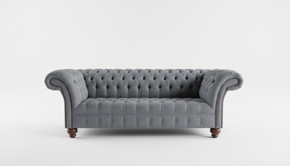 Edle Chesterfield Möbel Wohnzimmer Couch Leder Sofa Polster Graue