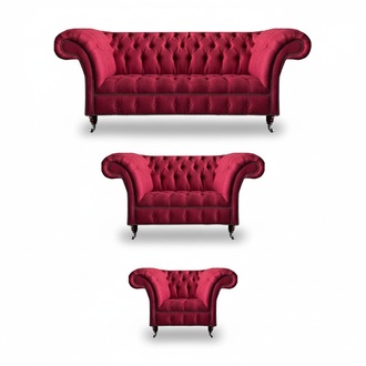 Edle Chesterfield Rosa Sitzgarnitur Wohnzimmer Designer Textil Couchen