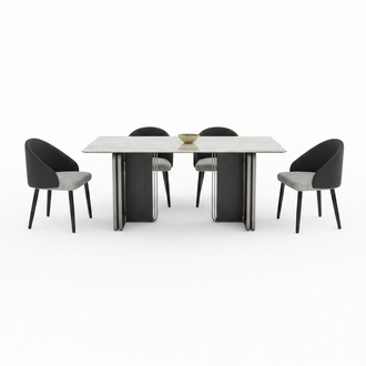 Edle Esszimmer Möbel Designer Esszimmer Tisch 6x Kunstleder Stühle 7tlg