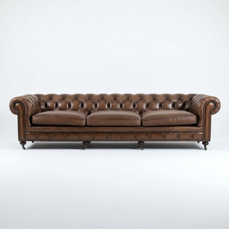 Edle Luxus Chesterfield Couch Polster Sofa Ledersofa 4 Sitzer XXL Big