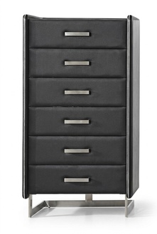Edle Luxus gepolsterte Sideboard Schrank Kommode Weiß Leder Metall