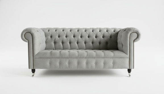 Edle Möbel Wohnzimmer Couch Leder Sofa Polster Chesterfield Graue