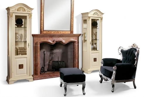 Edle Vitrine Antik Stil Schrank Schaufenster Wohnzimmer Glas Neu Massivholz