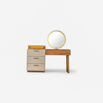 Edler Schlafzimmer Set Robuster Brauner Schminktisch Designer Spiegel