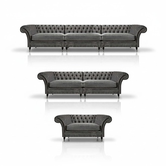 Edles Chesterfield Set Designer Polstermöbel Sofagarnitur 3tlg Sitzmöbel