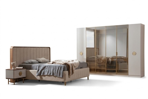 Elegant 4-tlg. Schlafzimmer Set Funktional Bett 2x Nachttische Kleiderschrank