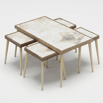 Design Couchtisch Set mit integriertem Hocker