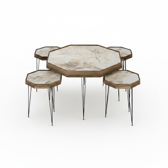 Eleganter Beistelltisch aus Holz in Beige für modernes Wohnzimmer