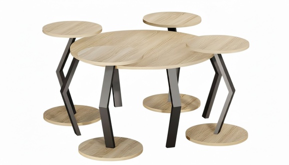Eleganter brauner Holz-Couchtisch mit Beistelltischen im modernen Stil