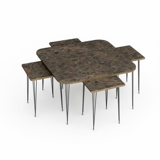 Eleganter Holz-Couchtisch mit Beistelltischen in Braun, modernes