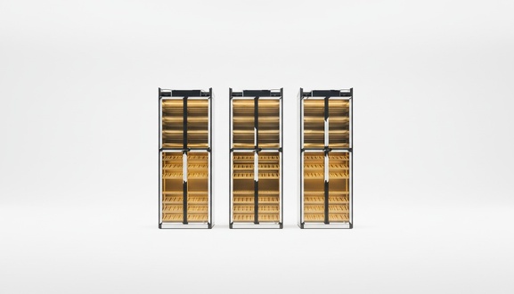 Eleganter schwarzer Weinschrank aus Edelstahl mit