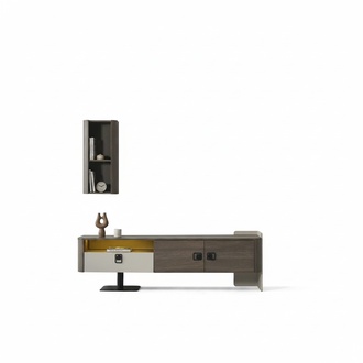 Eleganter TV-Ständer aus Holz in Braun für modernes Wohnzimmer