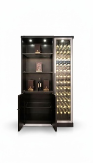 Eleganter Weinschrank aus Edelstahl in Schwarz mit modernem Design
