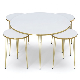 Eleganter weißer Holz-Couchtisch mit Beistelltischen im modernen Stil