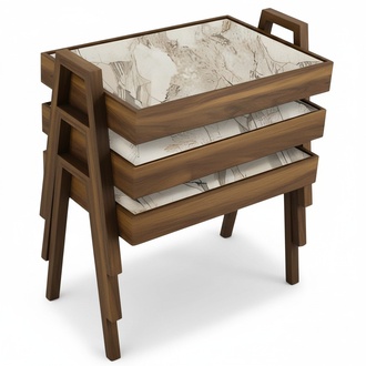 Elegantes Beigefarbenes Couchtisch-Set aus Holz im modernen Stil