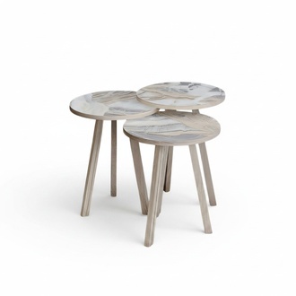 Elegantes Beiges Holz Couchtisch-Set im modernen Stil