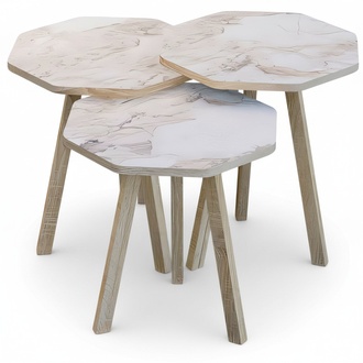Elegantes Beiges Holz Couchtisch-Set in modernem Stil