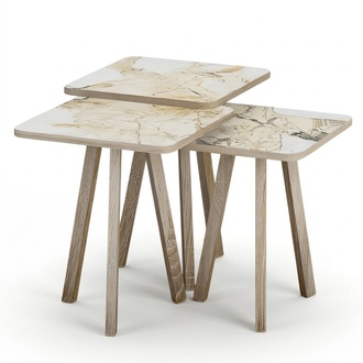Elegantes Beiges Holz Couchtisch-Set modern stilvoll