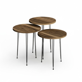 Elegantes braunes Couchtisch-Set aus Holz und Metall