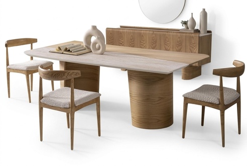 Elegantes braunes Esszimmer Set aus Holz mit modernem Design