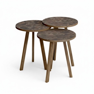 Elegantes braunes Holz Couchtisch-Set im modernen Stil
