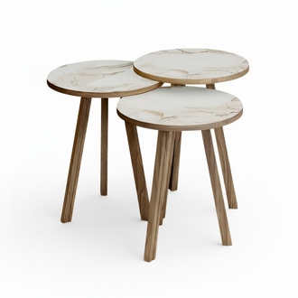 Elegantes braunes Holz Couchtisch-Set im modernen Design